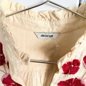 Roche Cream Blouse with Red Floral Embroidery